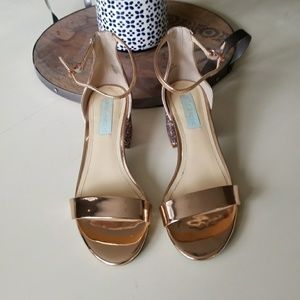 Betsey Johnson Rose Gold Glitter Dress Sandal